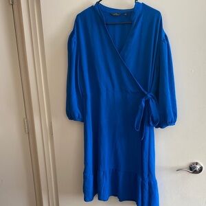 Elegant Blue Wrap Dress